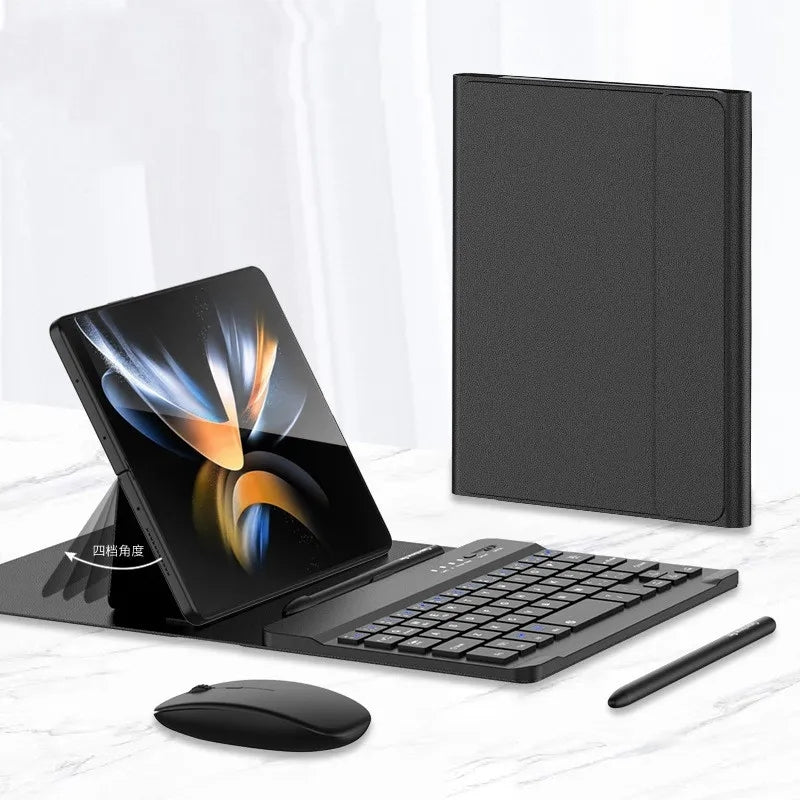 Elegant Wireless Keyboard with Luxe Leather Case – Slim Portable Typing Set