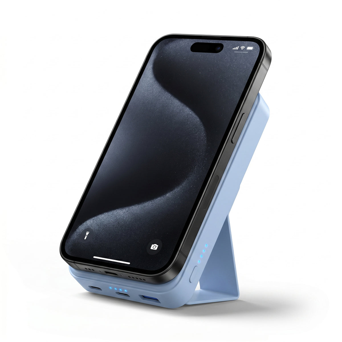 10000mAh Magnetic Wireless Power Bank – MagSafe Compatible Portable Charger with Kickstand | Blue & White