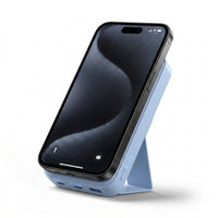 10000mAh Magnetic Wireless Power Bank – MagSafe Compatible Portable Charger with Kickstand | Blue & White