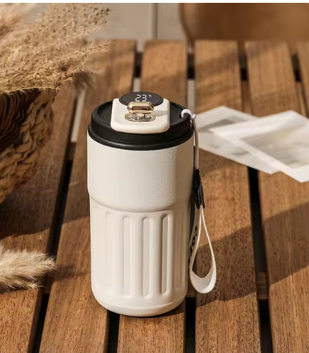 IntelliTemp Stainless Steel Travel Mug – 450ML Smart Temperature Display for Hot & Cold Drinks
