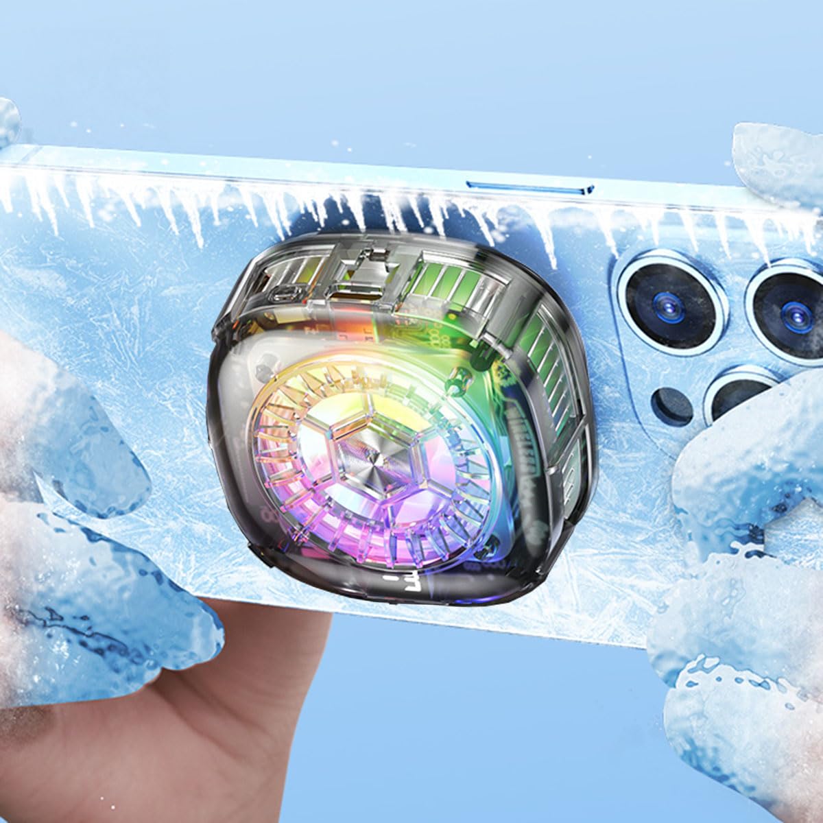 Magnetic RGB Phone Cooler – Portable Cooling Fan with Temperature Display for Gaming & Live Streaming