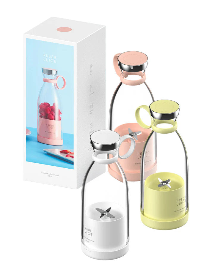 Portable USB Rechargeable Blender Bottle – Mini Smoothie & Fresh Juice Maker | Pink & White