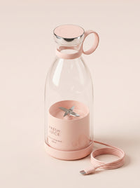Portable USB Rechargeable Blender Bottle – Mini Smoothie & Fresh Juice Maker | Pink & White